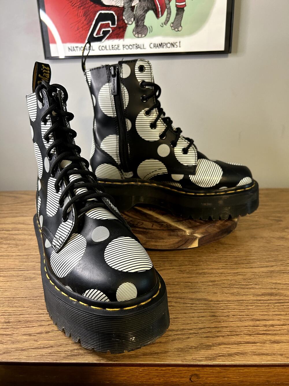 Dr Martens Jadon Black White Polka Dots size 7/EU 38